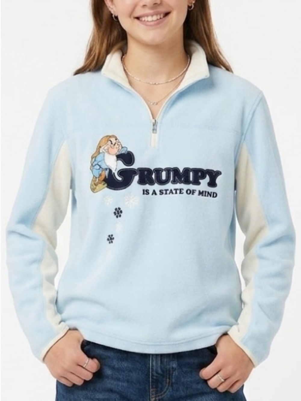 Disney Fleece Pullover Sweatshirt Size Large 12/14 Snow White Grumpy Character